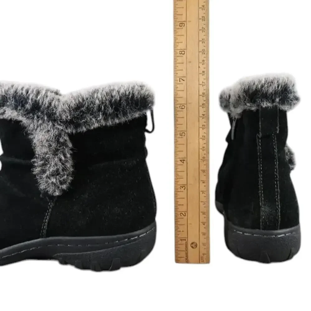 Khombu Shoes Womens 8 Boots Winter Leather Faux Fur Lisa Classic Comfort Black